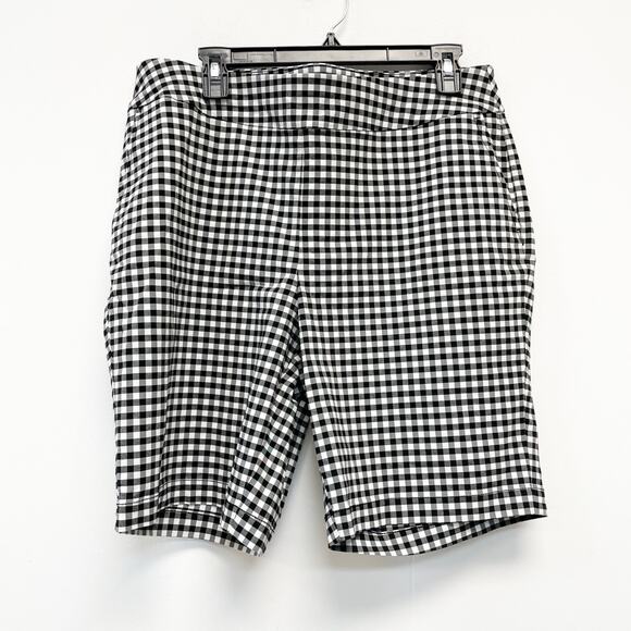 Talbots Pants - Talbots Women's Black White Gingham Check Chino Shorts Plus Size 14W